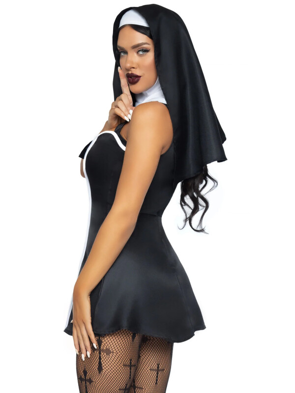 Костюм монахині Leg Avenue, S, Naughty Nun 2 предмети, чорний - Зображення 3