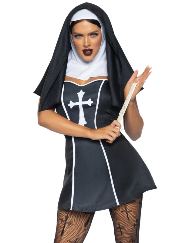 Костюм монахині Leg Avenue, S, Naughty Nun 2 предмети, чорний - Зображення 4