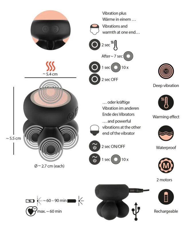 Міні-масажер CUPA Warming Mini Massager з підігрівом, 5.5 см х 5.4 см - Изображение 8