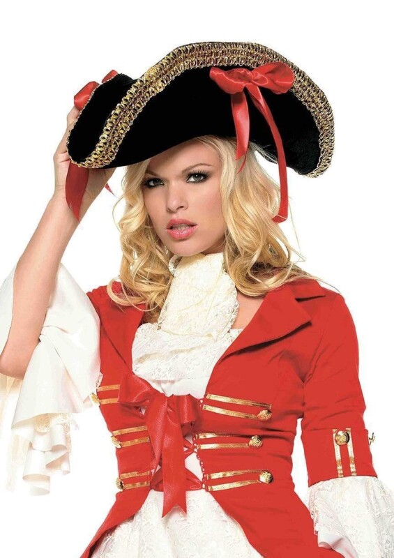 Піратський капелюх зі стрічкою та золотим оздобленням Pirate Hat with Gold Trim від Leg Avenue, чорний - Зображення 2
