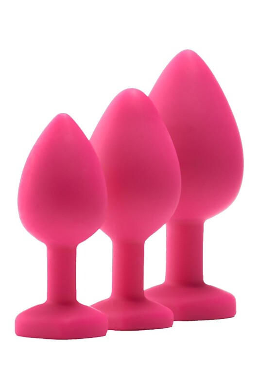 Набір анальних пробок Dream Toys Flirts із білими кристалами, рожеві, 3 шт - Зображення 4