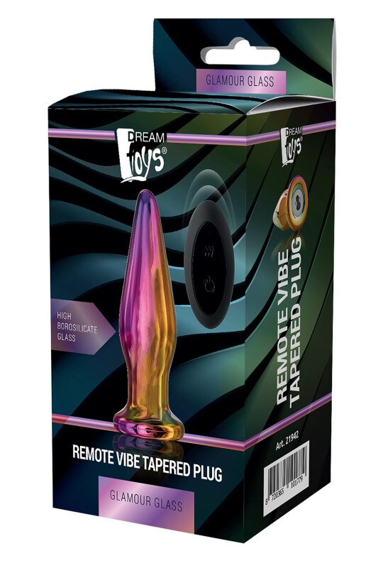 Анальна пробка з вібрацією Glamour Glass від Dream Toys, зі скла, різнокольорова, 12.5 х 2.6 см - Зображення 1