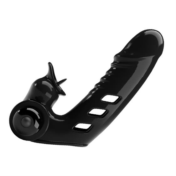 Вібронасадка на палець Pretty Love Corbin рельєфна, чорна, 11 х 2.8 см - Зображення 2