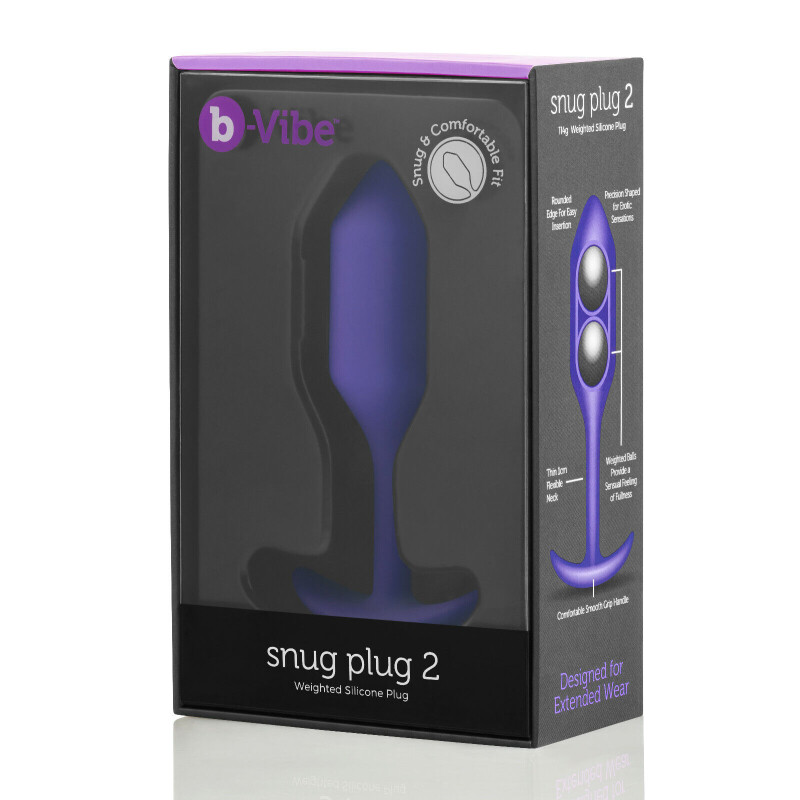Анальна пробка B-Vibe Snug Plug 2 з обтяженням, фіолетова, 10.5 х 3 см - Зображення 1