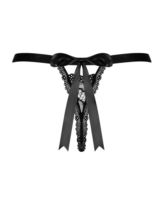 Еротичні стрінги Obsessive Isabellia S/M, мереживні, чорні - Зображення 5