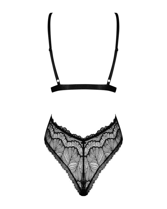 Сексуальне боді Obsessive Isabellia S/M, з глибоким декольте, чорне - Зображення 3
