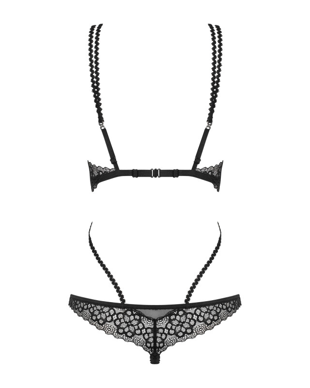 Еротичне боді Obsessive Liferia S/M, з відкритими грудьми, чорне - Зображення 3
