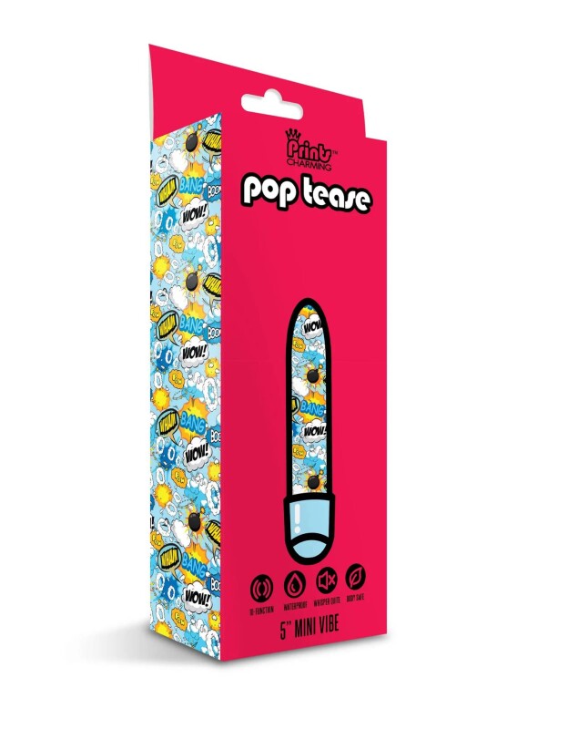 Міні-вібратор із принтом Prints Charming Pop Tease мультиколор, 12.7 см х 2.5 см - Зображення 2