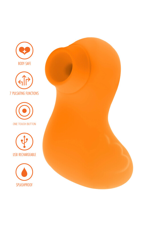 Вакуумний стимулятор Toy Joy Sexy Sucking Duckface у вигляді качки, помаранчевий, 8 х 3 см - Изображение 4