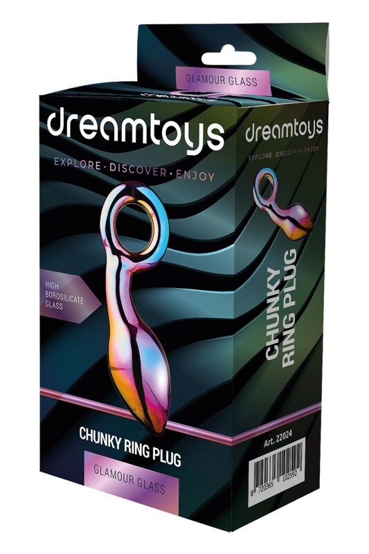 Анальна пробка Dream Toys Glamour Glass скляна, різнокольорова, 13 х 4.2 см - Изображение 1