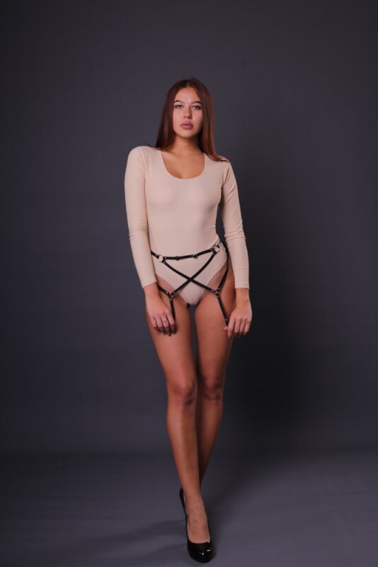 Пояс для панчох One Size S4, натуральна шкіра, чорний - Изображение 7