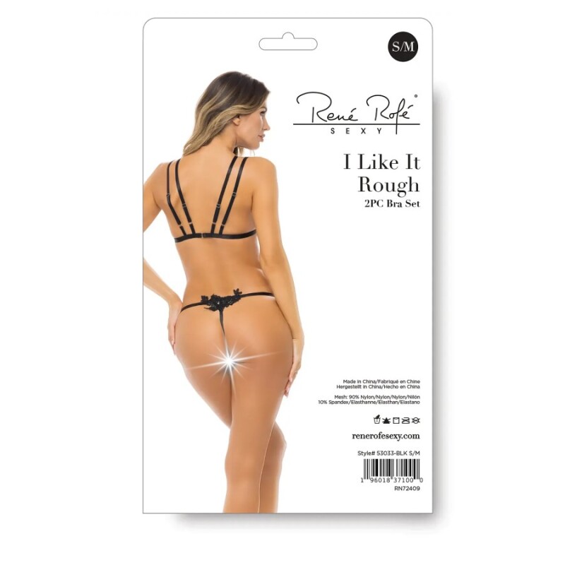 Сексуальний комплект Rene Rofe Like It Rough, S/M, напівпрозорий, з аплікаціями, чорний - Изображение 3