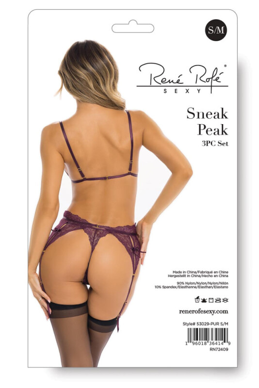 Сексуальний комплект Rene Rofe Sneak Peak, S/M, мереживний, синій - Зображення 3
