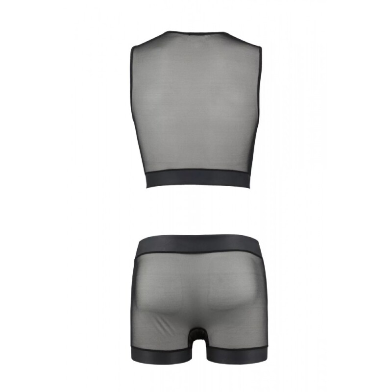 Комплект білизни для чоловіків, L/XL, Passion Men Set William з двох частин з жилетом і шортами, чорний - Зображення 3