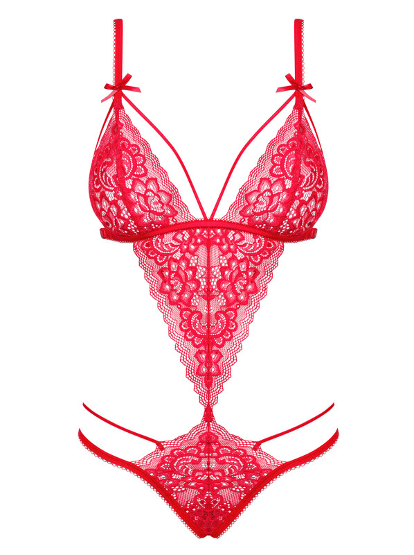 Боді сексуальне Obsessive Lovlea розмір L/XL, мереживне, червоне - Зображення 6