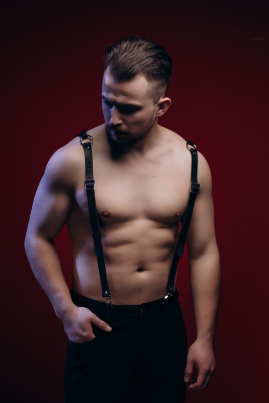 Портупея чоловіча з натуральної шкіри, чорна, One Size, Candy Hero 40 см х 2 см - Зображення 1