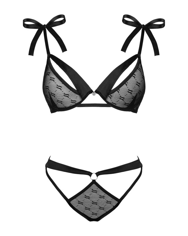 Комплект сексуальної білизни L/XL Obsessive Obsessivia, напівпрозорий, чорний - Зображення 4