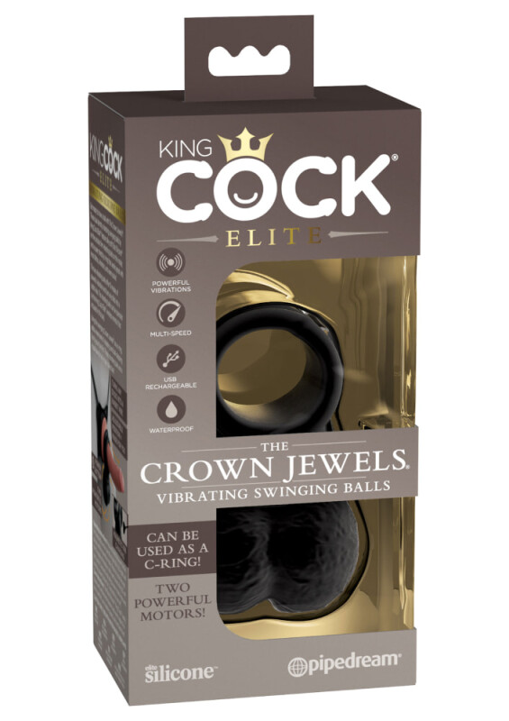 Вібронасадка для страпона Pipedream King Cock Elite мошонка, чорна, 10.8 х 6.8 см