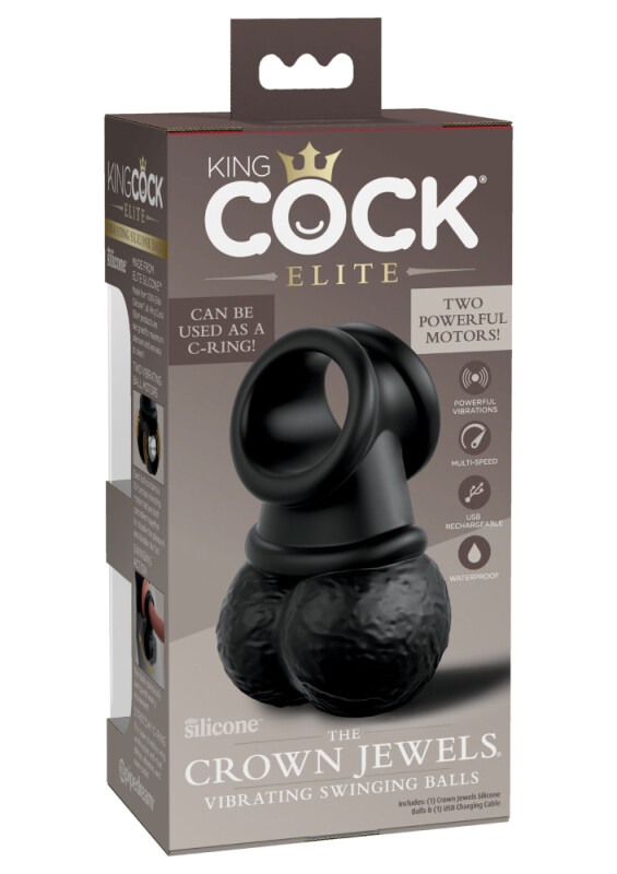 Вібронасадка для страпона Pipedream King Cock Elite мошонка, чорна, 10.8 х 6.8 см - Изображение 7