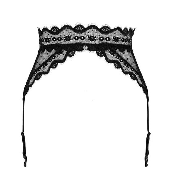 Сексуальний пояс для панчіх L/XL Obsessive Marrbel, з візерунками, чорний - Зображення 2