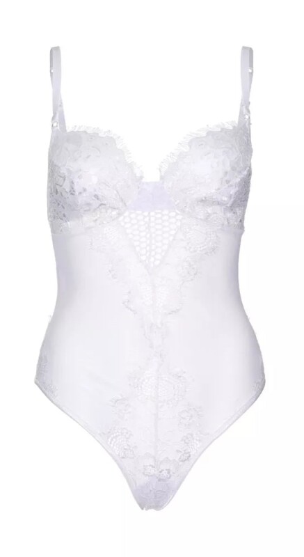 Сексуальне боді Leg Avenue Lace And Mesh, S, з мережива і сіточки, білого кольору - Изображение 3