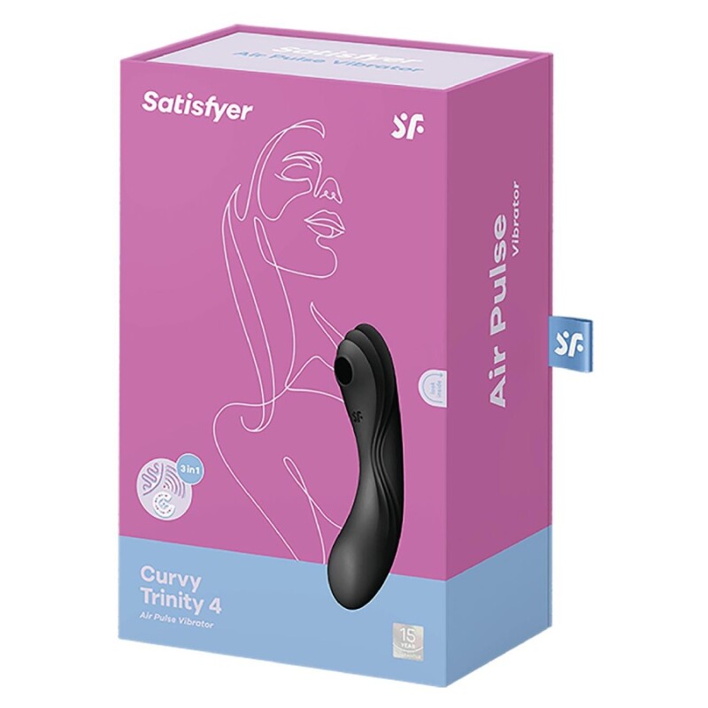 Вібратор Satisfyer Curvy Trinity 4 з вакуумною стимуляцією, чорний, 17 х 4.2 см - Изображение 1