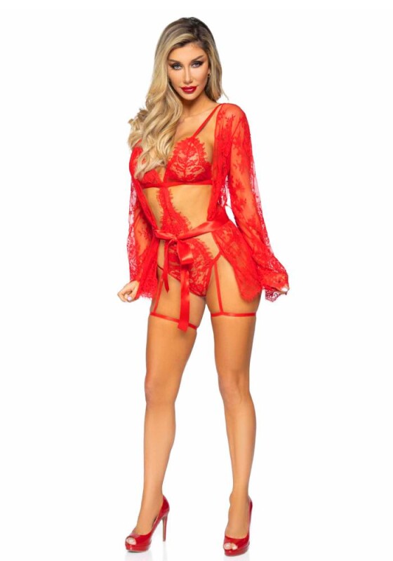 Комплект сексуальний S Leg Avenue All Romance, мереживний, червоний - Изображение 5