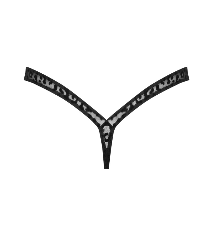 Стрінги сексуальні з леопардовим принтом M P011 Noir Handmade, чорні - Изображение 3