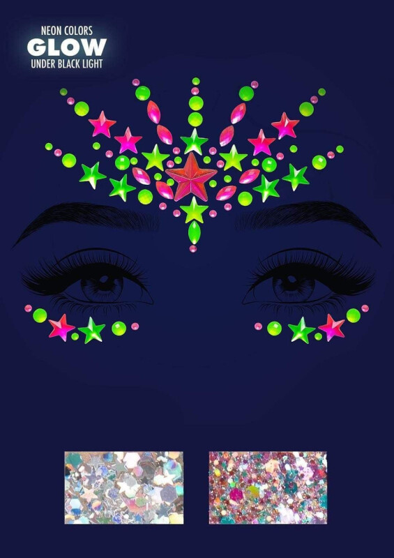 Наліпки для обличчя, що світяться у темряві Leg Avenue Vibe Neon Face - Изображение 1