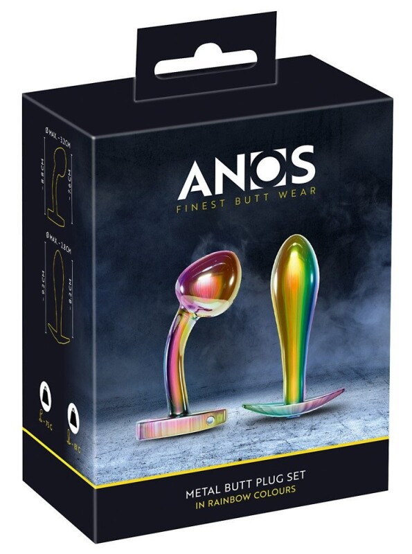 Набір Анальних пробок Anos Metal Butt Plug Set Rainb 2 шт. - Зображення 1
