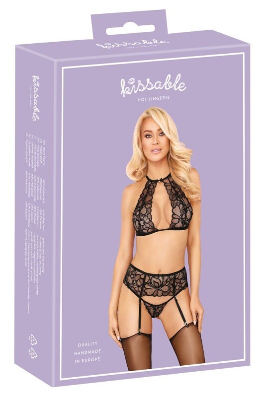 Комплект сексуальний Kissable Bra Set Lace, S/M, чорний - Изображение 4