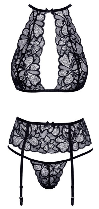 Комплект сексуальний Kissable Bra Set Lace, S/M, чорний - Изображение 2
