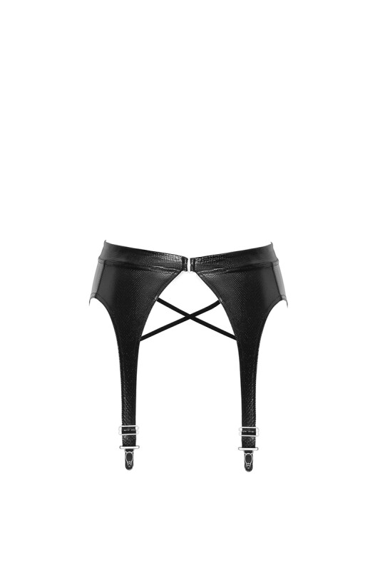 Пояс для панчіх сексуальний Noir Handmade XL, з вінілу, чорний - Зображення 7