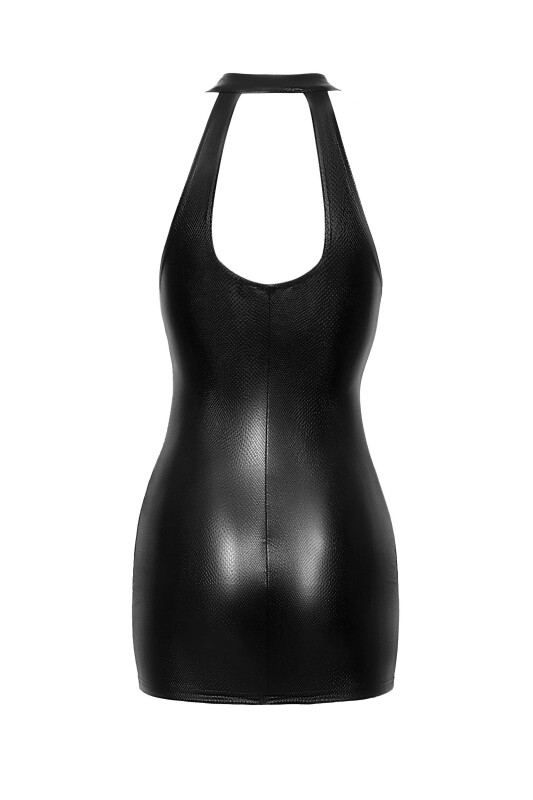 Спокуслива вінілова міні-сукня M F278 Noir Handmade, з блискавкою, чорна - Зображення 3