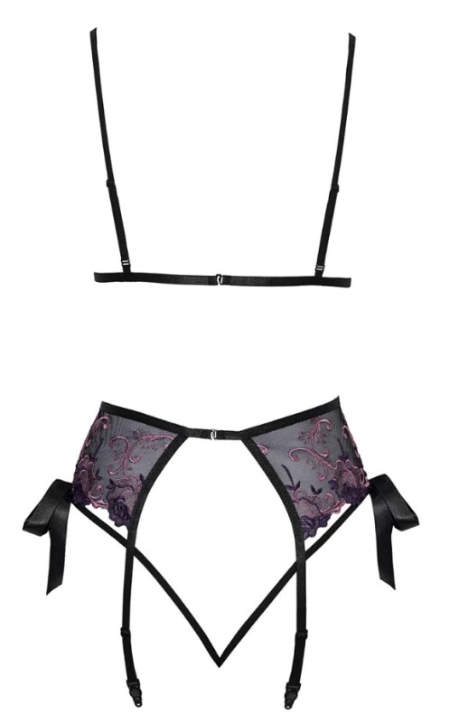 Сексуальний комплект з вишивкою, чорний S/M - Зображення 3