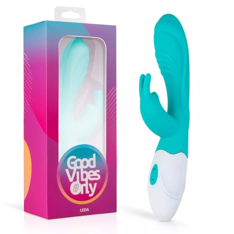 Вібратор-кролик Leda Good Vibes Only, силіконовий, блакитний, 20 х 3.3 см