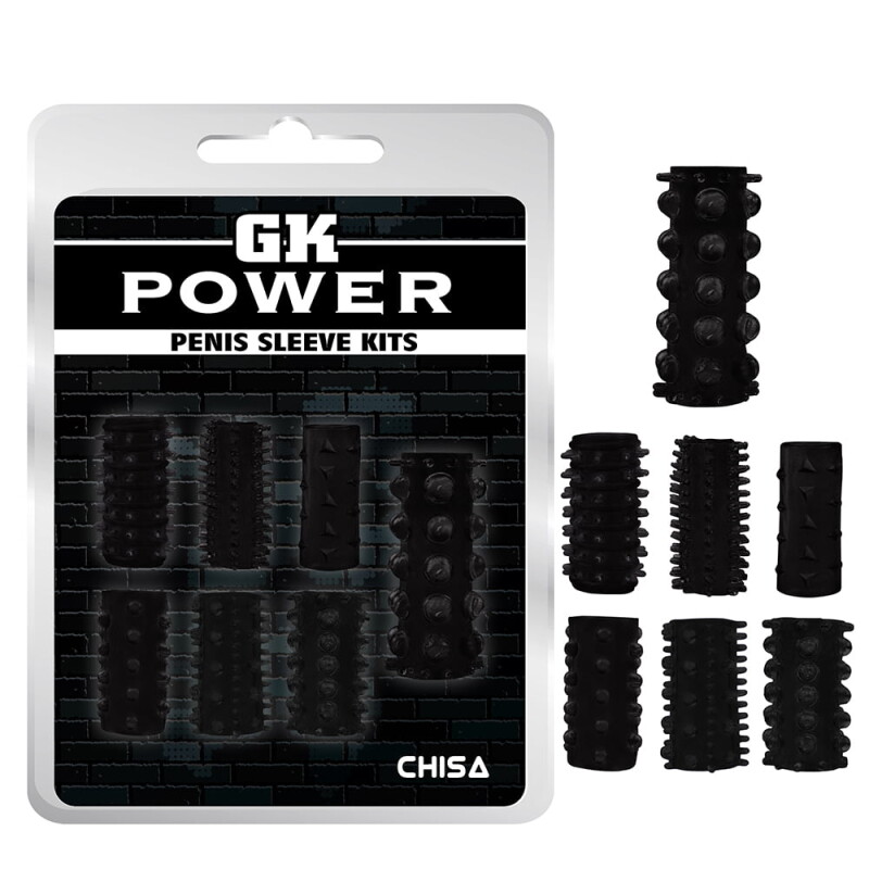 Набір насадок на член рельєфних GK Power Chisa чорний, 7 шт