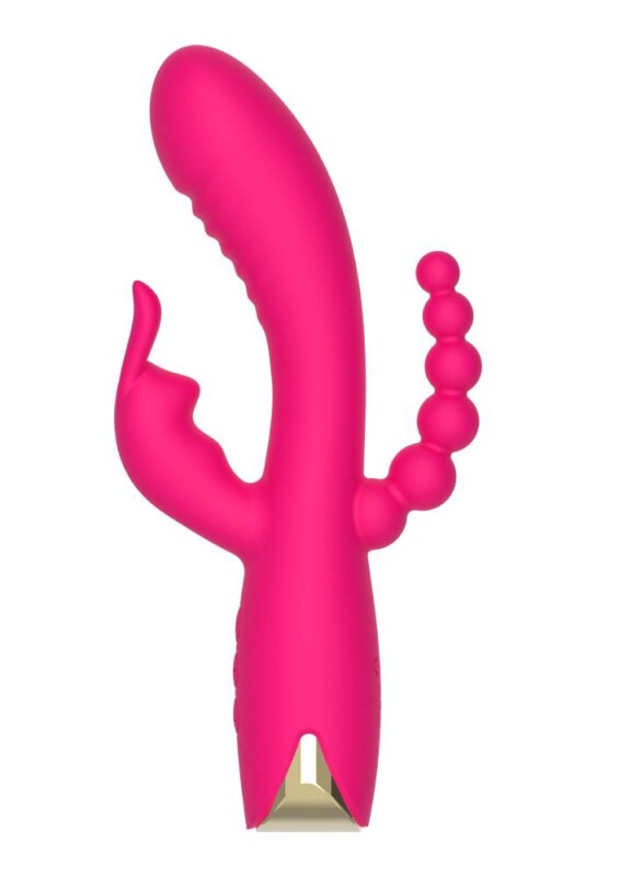 Вібратор-кролик рельєфний з ялинкою Aphrodite Toy Joy рожевий, 21 х 3.7 см - Зображення 3