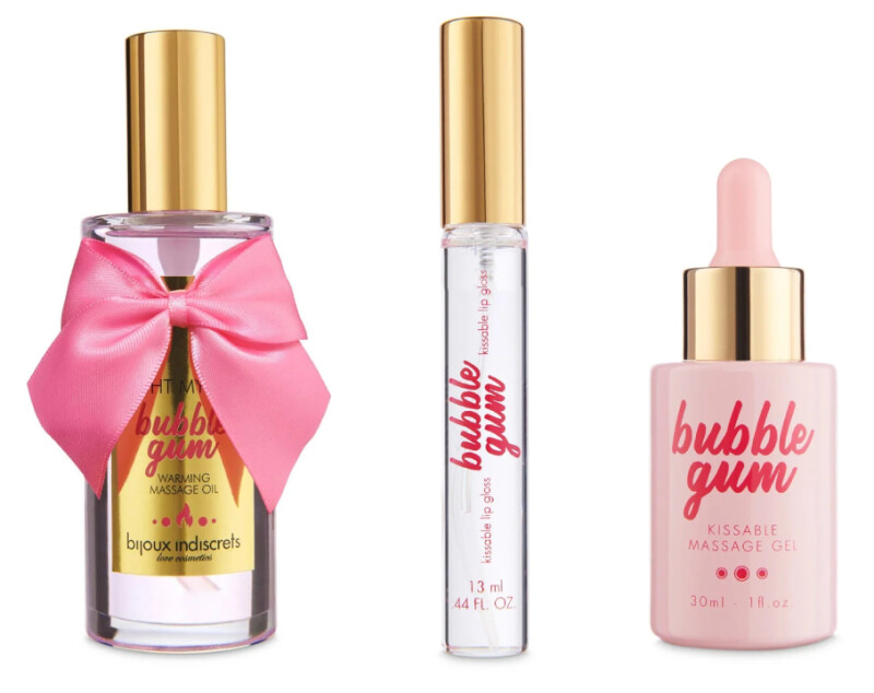Набір для масажу та орального сексу Bubblegum від Bijoux Indiscrets, з ароматом і смаком жувальної гумки, 3 предмети - Изображение 1