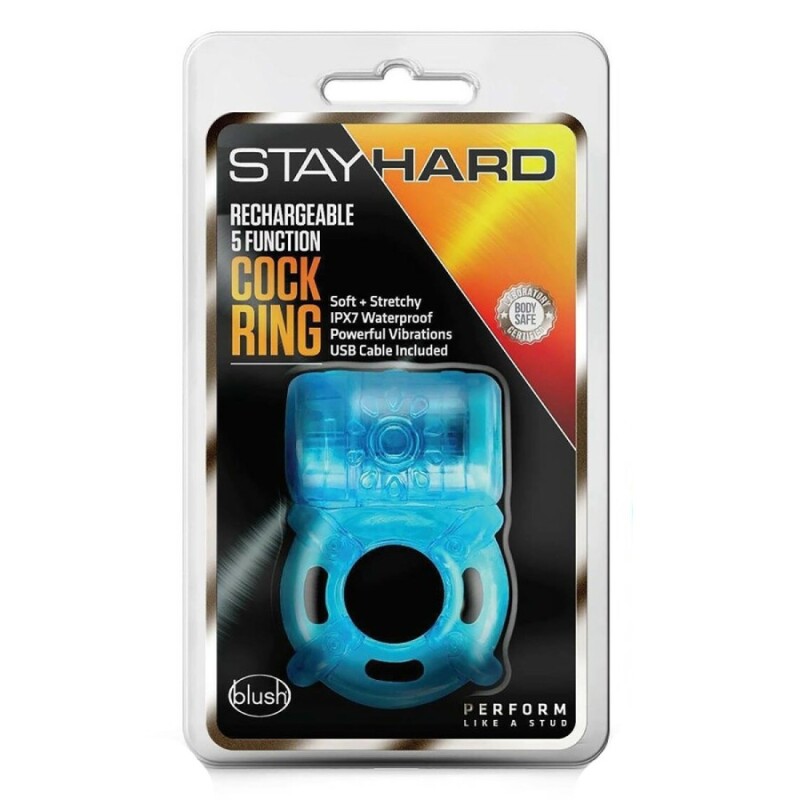 Ерекційне віброкільце Blush Stay Hard еластичне, блакитне, 5.7 х 3.8 см - Изображение 1