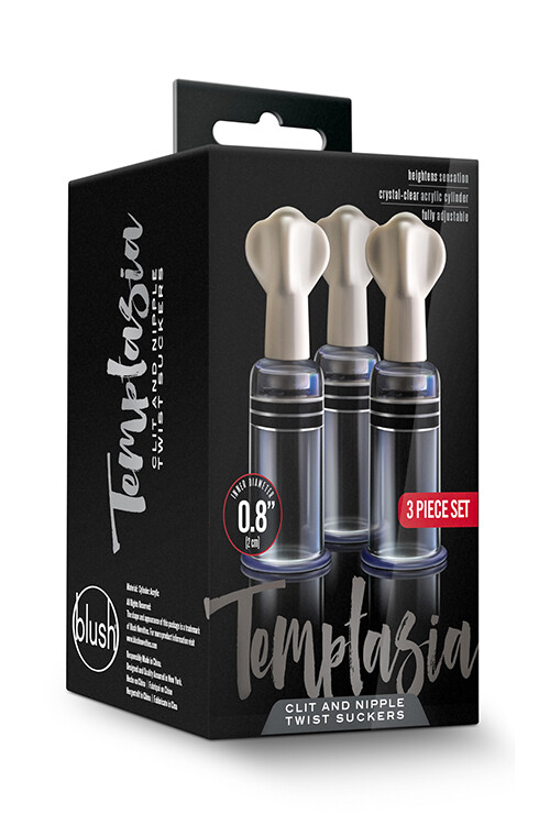Вакуумні помпи для сосків і клітора Temptasia Blush, прозорі, 3 шт. - Зображення 1