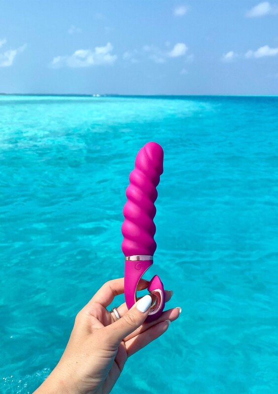 Вібратор рельєфний Gjack Mini Gvibe фуксія, 19 х 3.5 см - Зображення 4