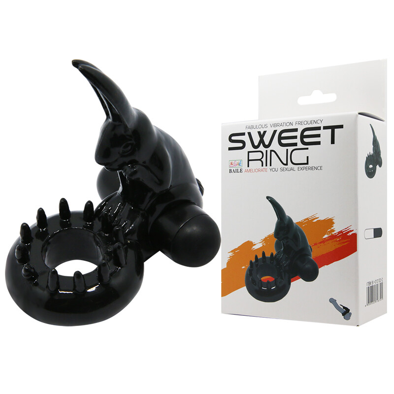 Ерекційне віброкільце BAILE Sweet ring рельєфне, чорне, 6.3 х 3.5 см