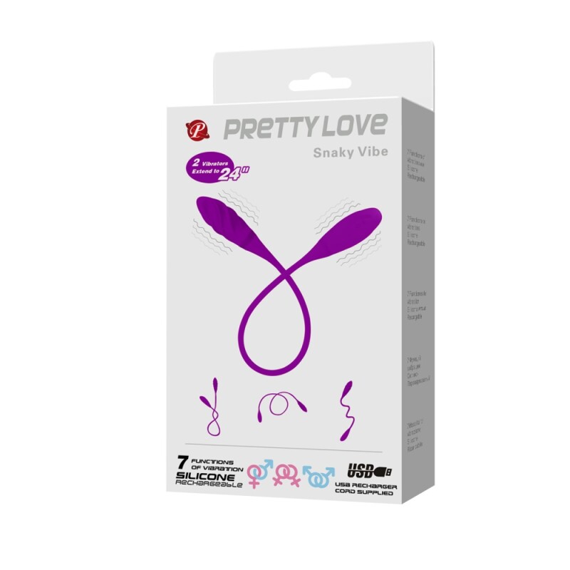 Подвійне віброяйце Pretty Love Snaky Vibe гнучке, фіолетове, 60 х 3 см - Зображення 9