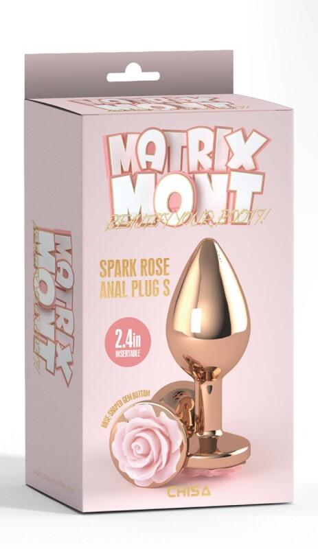 Анальна пробка з трояндою на стопері S Spark Rose Chisa, металева, золота, 7.8 х 2.7 см - Изображение 1