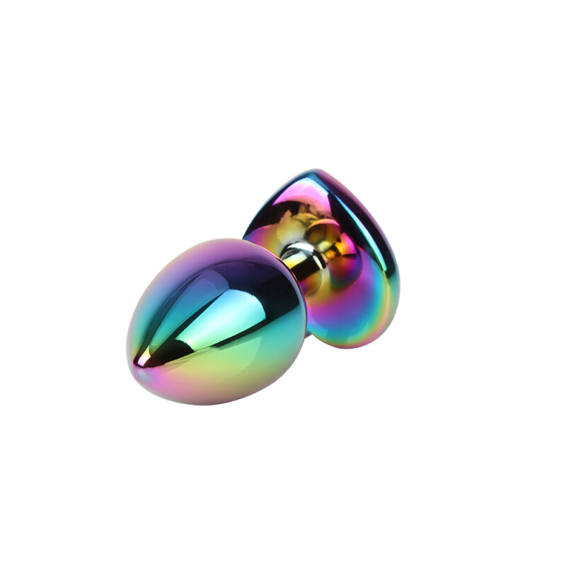 Анальна пробка M з кристалом у формі серця Rainbow Heart Gem Chisa, металева, різнокольорова, 8.2 х 3.3 см - Зображення 4