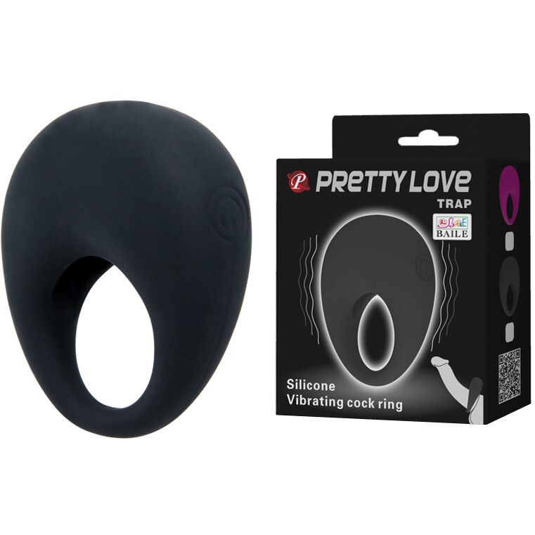 Ерекційне віброкільце Pretty Love Trap силіконове, чорне, 5.5 х 5.2 см