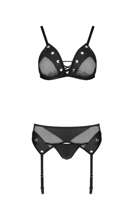 Комплект білизни спокусливий S/M Nessy Passion, 3 предмети, чорний - Изображение 2
