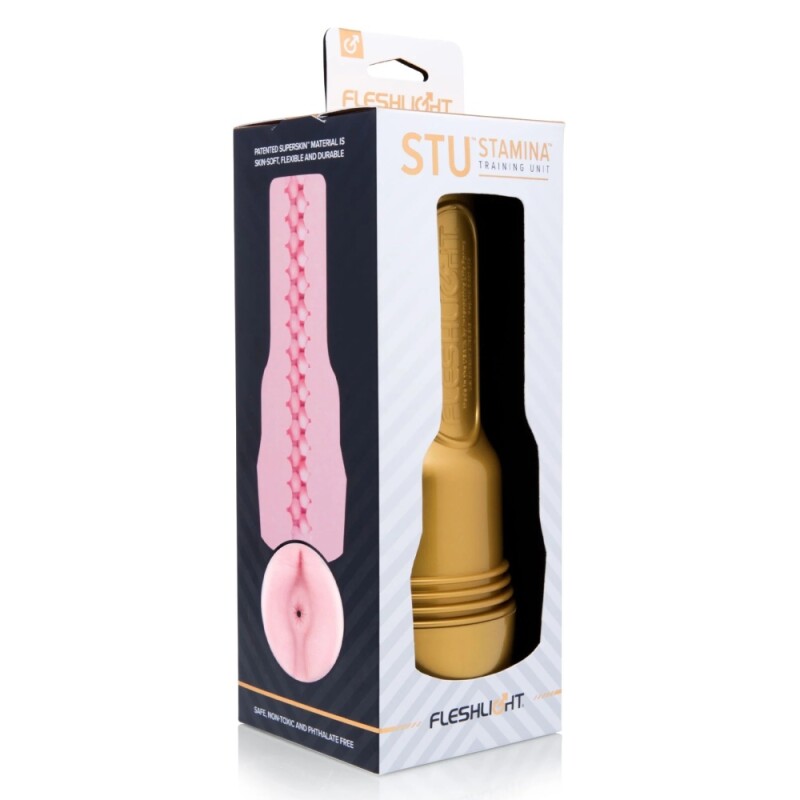 Мастурбатор анус у колбі Fleshlight STU Butt, рельєфний, кібершкіра, бежевий, 24.8 х 9 см - Зображення 1
