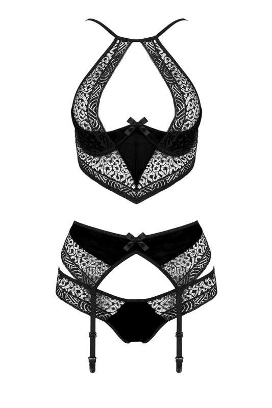 Комплект білизни спокусливий S/M Scarlet Passion, 3 предмети, чорний - Зображення 2